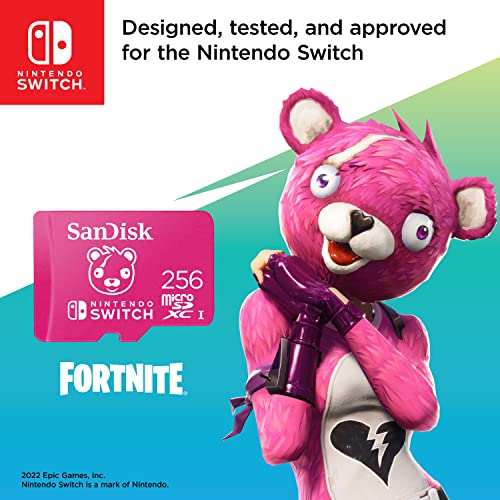 SanDisk Tarjeta microSDXC de 256 GB con Licencia para Nintendo Switch, edición Fortnite - SDSQXAO-256G-GN6ZG